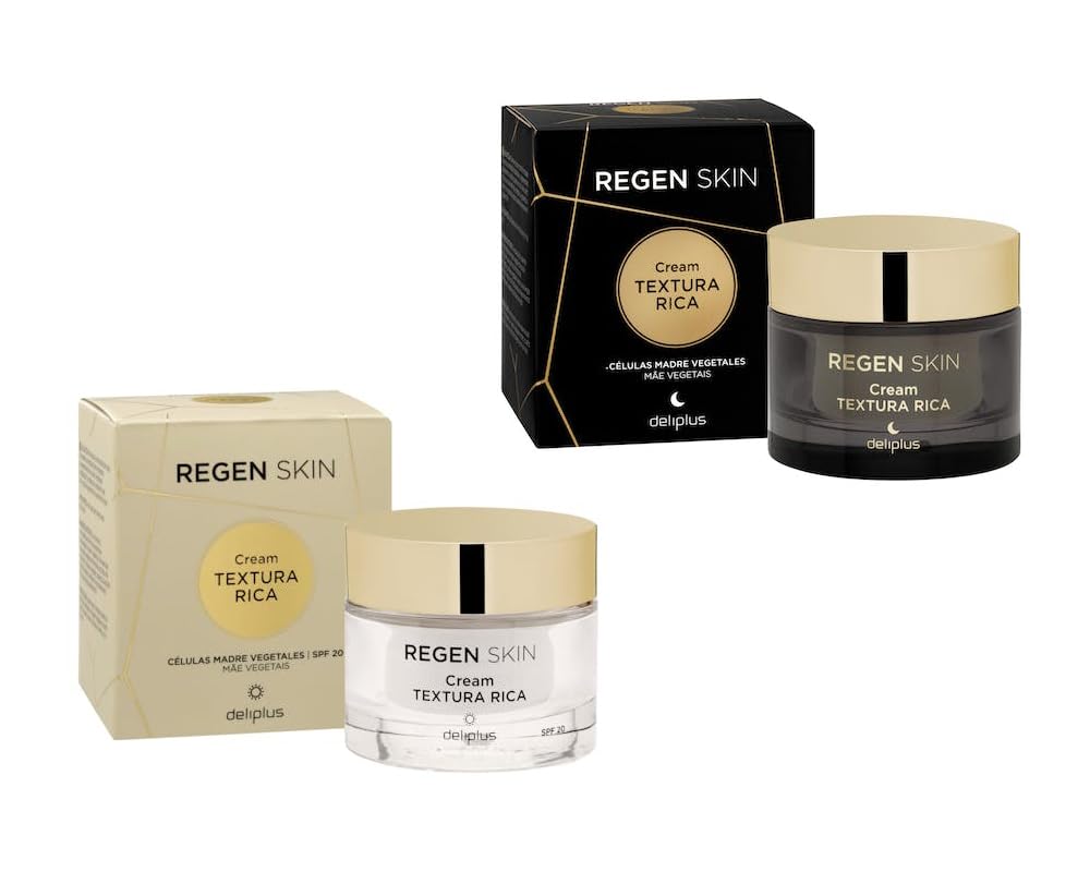 Pack 2 – Facial Day Cream 50 ml + Facial Night Cream 50 ml. Rich Texture Regen Skin SPF 20 Normal, Dry and Very Dry Skin (Pack of 2 x 50 ml). Deliplus