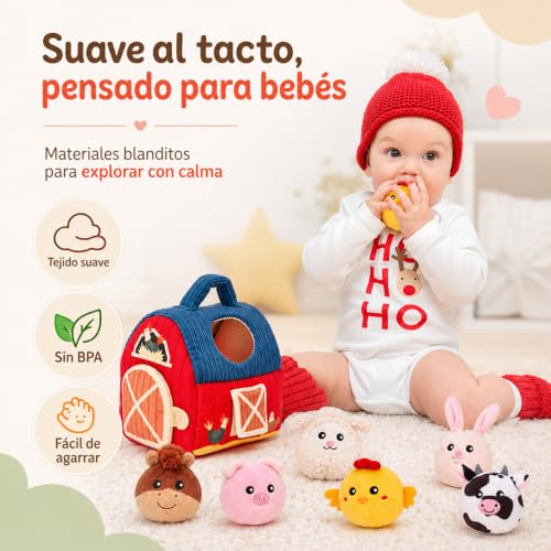 hahaland Toys Babies 6-12 Months – Animals Farm Montessori Toys Children 1 Year – Interactive Sensory Soft Toy Gift Baby 6 9 12 Months Boy Girl