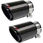 YDES 2.5-Inch Inlet 3.14-Inch Outlet Set of Carbon Fiber Exhaust Tips Fit for 63 mm or 2.5 Inch only Tailpipe Exhaust Pipe(2pcs) BLack