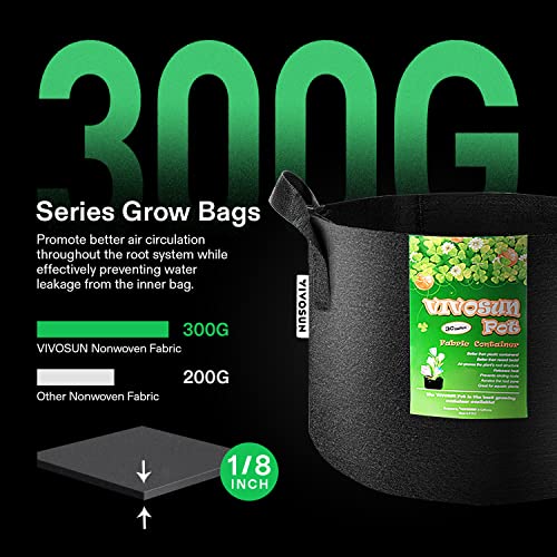 VIVOSUN 10Pack 3 Gallon Grow Bags, Reinforced Planter Fabric Pots for