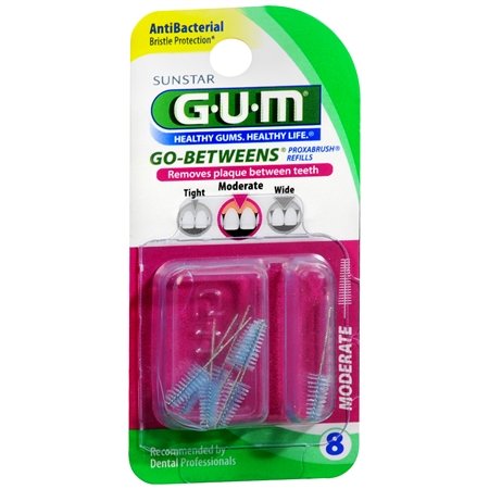 GUM Go-betweens Proxabrush Refills Moderate [612] 8 Each (Pack of 24)