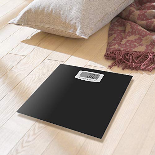 Bucanim Digitale Badzimmer Personenwaage mit Temperatur Anzeige，Digitale Körpergewichtswaage mit Step on Technologie 180KG