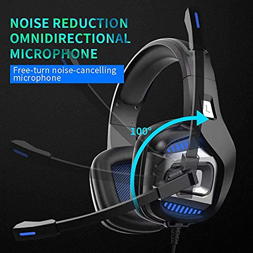 PunnkFunnk Gaming Headphone with Microphones, Xbox One Headset with 7.1 Surround Sound, LED Light PS4 Headset with Mic, Noise Cancelling Gaming Headset PC Over-Ear Headphones (S01)
