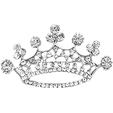 Crystal Rhinestone Princess Queen Brooch Pin Tiara Crown Brooches for Women Tiara for Wedding Party/Banquet/Birthday