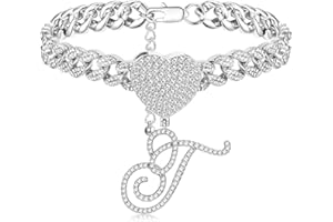 Krfy Ankle Bracelets for Women, Silver Cursive Initial Cuban Link Anklets for Women 10mm Miami Cuban Link Chain Dainty Cute CZ Initial Anklets Summer Jewelry Gifts for Women Teen Girls