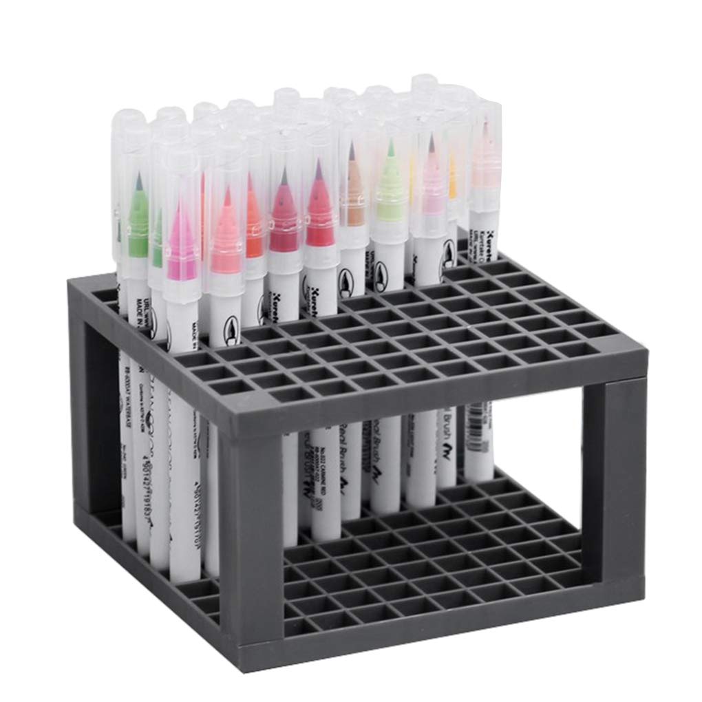Pen Brush Holder, Large Pencil Shelves Student Desk Stand Organizer Holder with 96 Slots, Professional Pen Rack for Markers Gel Pens Colored Pencils Kid Adult Painter Plastic Desktop Storage Box