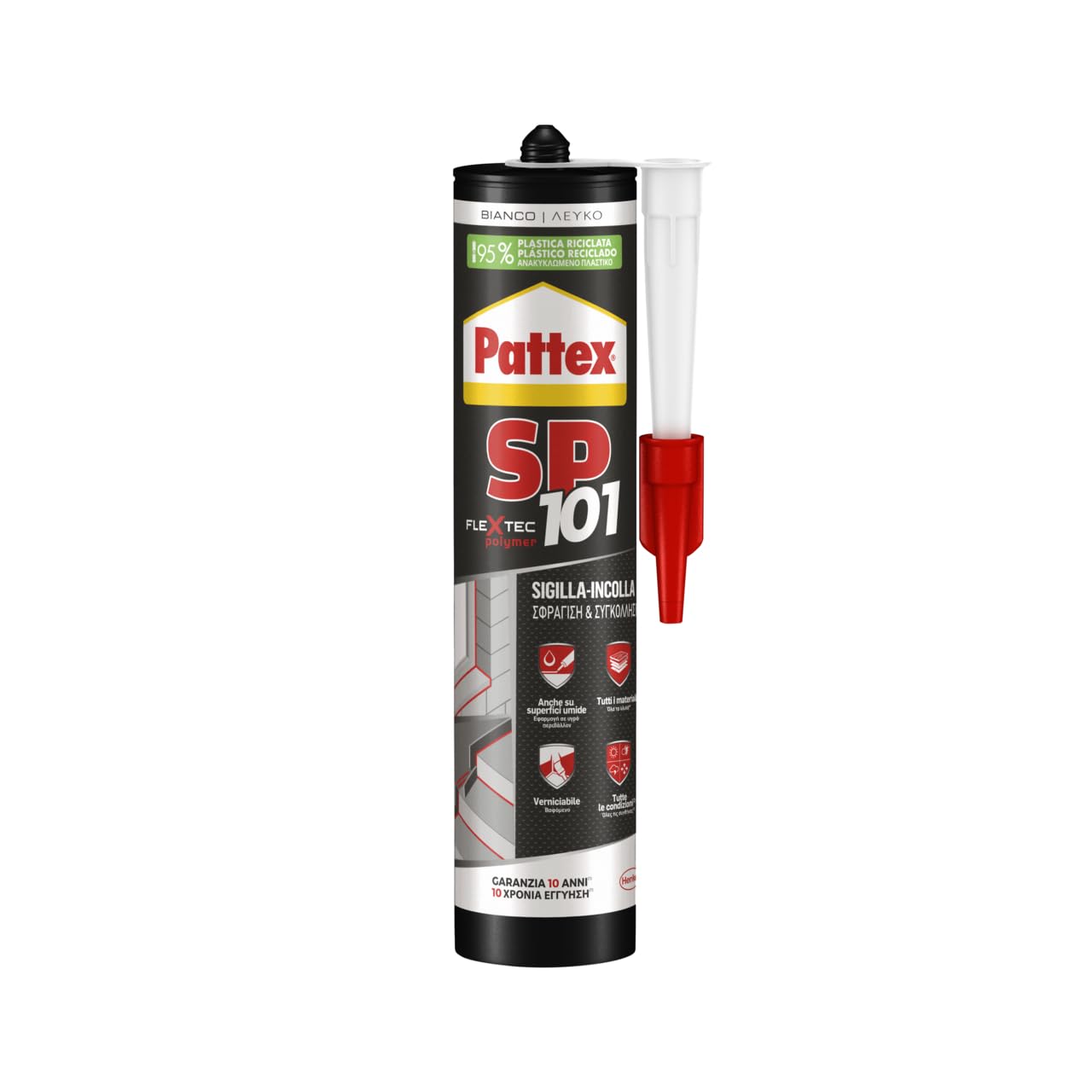 Pattex Polymeric Sealant SP101, Seals and Glues, Multimaterial, High Performance, Adheres to Wet Surfaces, UV and Weatherproof Resistant, White Sealant, 280ml Cartridge