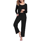 SRWERES Pajama Sets for Women, Fall Long Sleeve 2 Piece Lounge Sleepwear Ladies Pjs Set with Pockets