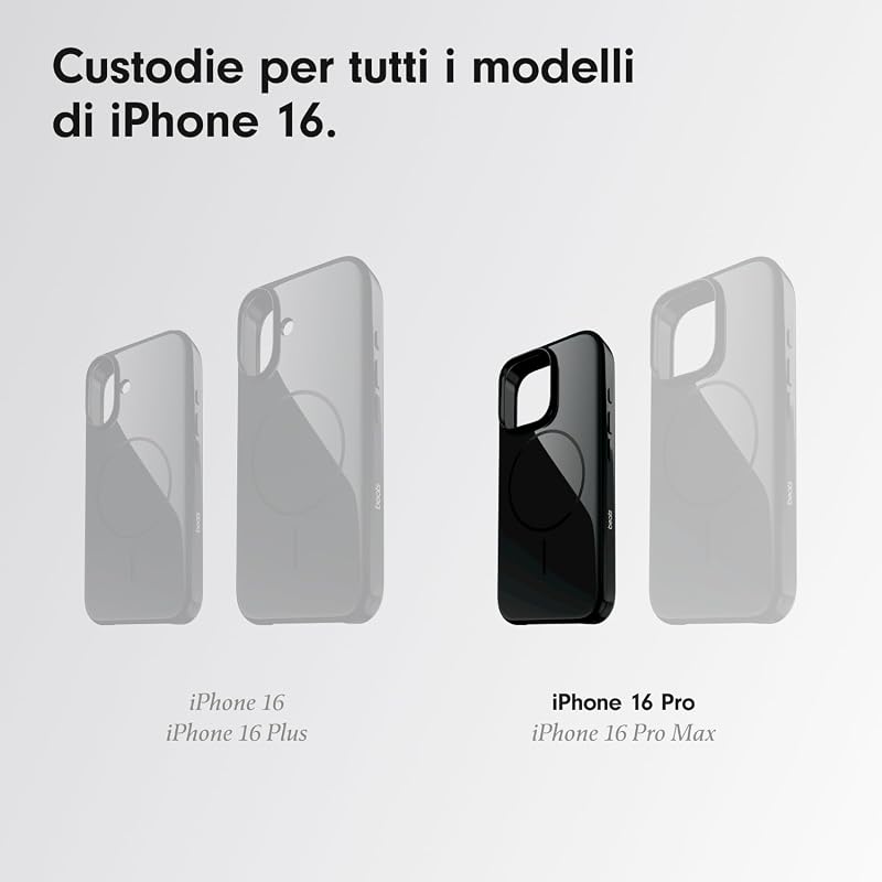Custodia per iPhone 16 Pro – Custodia protettiva MagSafe, resistente ai graffi, sottile, fodera in microfibra – Nero notte