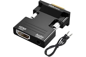 HDMI to VGA Adapter with 3.5mm Audio Cable, 1080P 60Hz HDMI to VGA Converter, HDMI Female to VGA Male Compatible Adapter for 