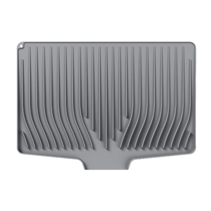 Premium Silicone Dish Drainer with Inclined Design - Non-Slip, Heat Resistant (446°F), Quick Drying Dish Drainer for Kitchen Countertop, Sink (Grey, 37*29.5cm)