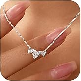 VANIPUFF 925 Sterling Silver Triple Zircon Heart Pendant Necklace for Women,Infinity Love Symbol Choker Hypoallergenic Platinum Plated Jewelry to Mother Daughter Wife Valentines Wedding Gifts