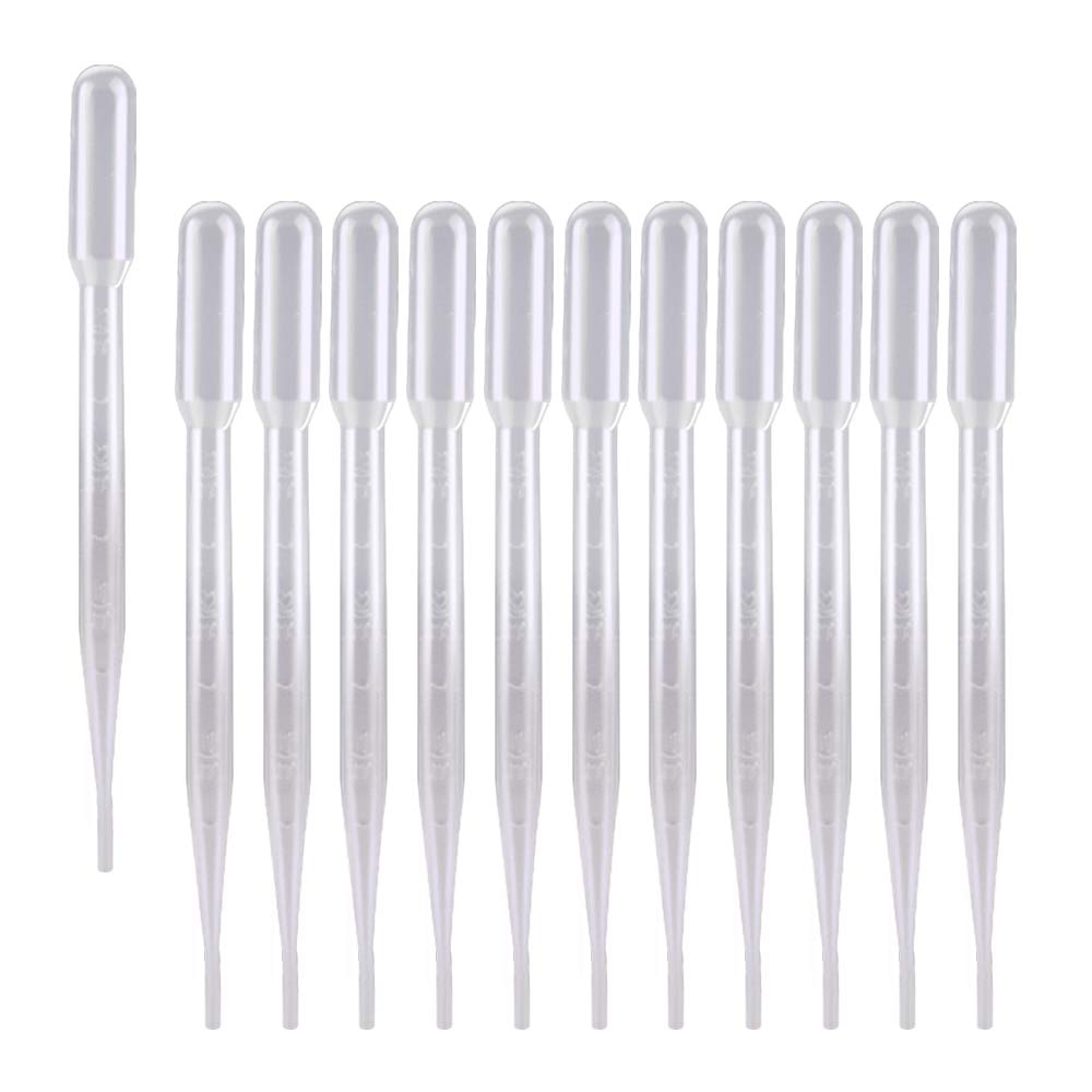 stonylab Pipette Droppers 3 ml, Graduated Plastic Transfer Pipettes for Lab Use, Clear and Dis (3ml, 100 Packs)
