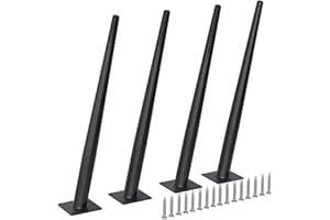 FIVEPEARS 4 PCS 16 Inch Heavy Duty Matte Black Metal Slant Angled Tapered Legs Set for Furniture, Mid Century Modern Style Feets for Coffee Table Couch Sofa Cabinet Chair Dresser Bed Desk Credenza