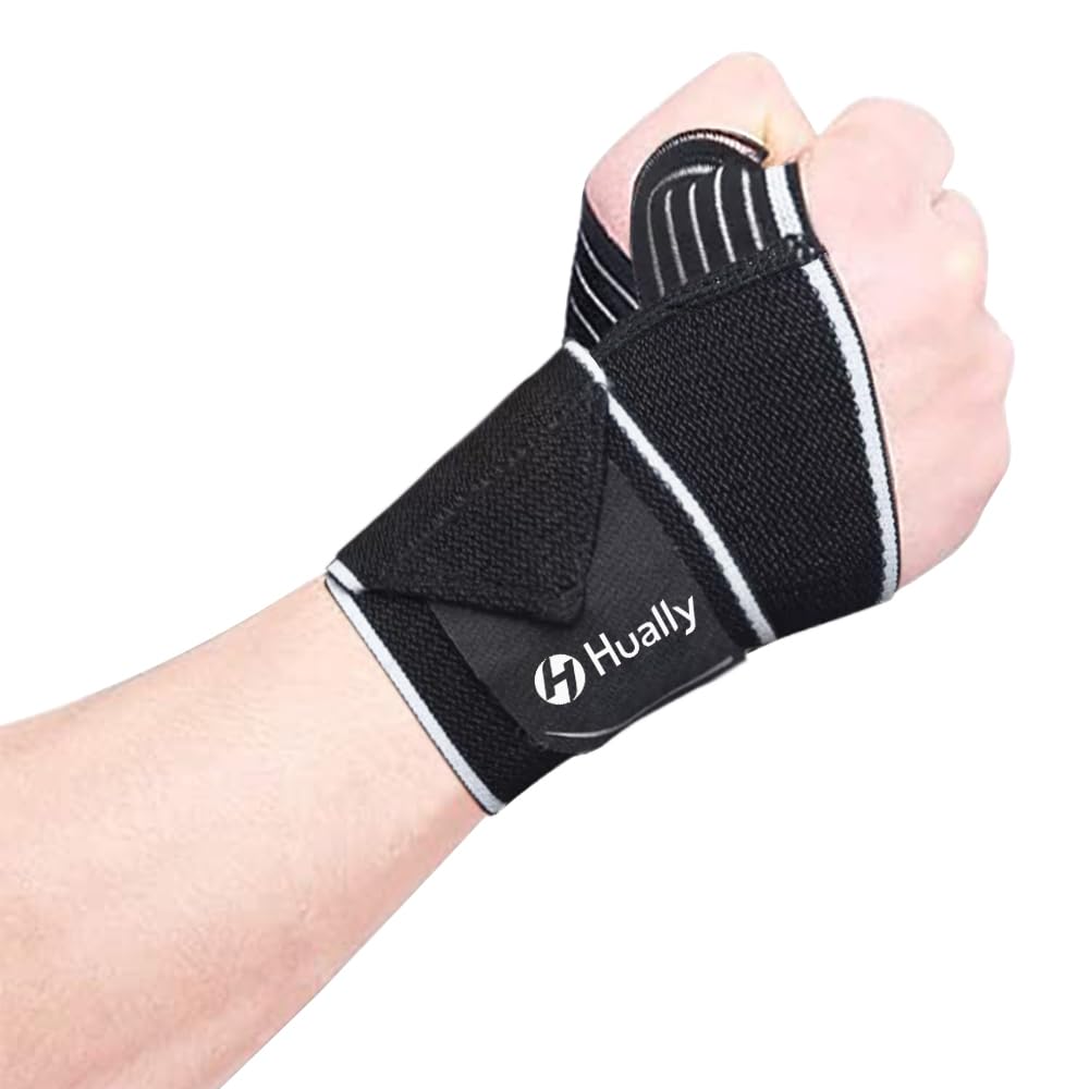 Hually Wrist Support, Adjustable Wrist Brace for Men and Women, wrist wraps One Size Fits all, Breathable and Comfortable Wrist Straps Support for Bench Press, Weightlifting, gym, Sports etc