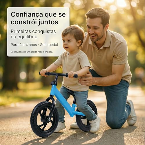 Bicicleta de Equilíbrio Infantil URBANIUS Sem Pedal com Guidão 360 e Assento Ajustável 2 a 4 Anos, Desenvolve Equilíbrio e Coordenação, Certificada INMETRO