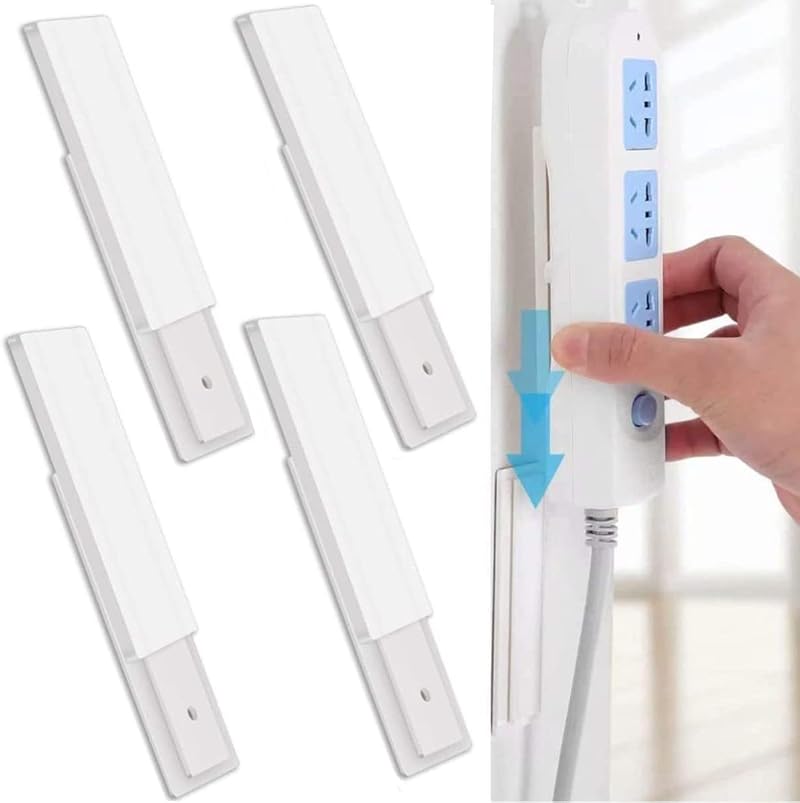 DDSHUN 4Pcs Power Strip Adhesive Socket Holder Cable Organizer Desk Mount