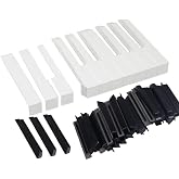 Jiayouy 88 Key Piano Keytops Plastic Piano Key Tops Replacement Black + White Complete Set