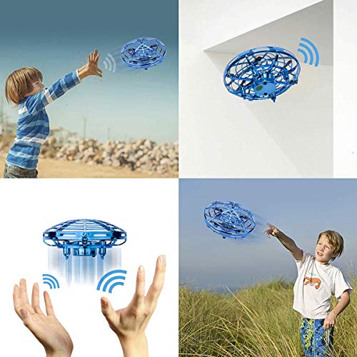 Pevor Mini Induction Aircraft UFO Flying Ball Toy Gravity Defying RC Quadcopter Interactive Infrared Helicopter with Flashing Lights 360° Rotating Free Hover Automatic Sens (Red)