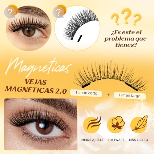 Pestañas magnéticas QUEWEL con aplicador, aspecto natural, no necesitan pegamento, reutilizables, suaves con aplicador, fáciles de usar y quitar(NZH-A-03)