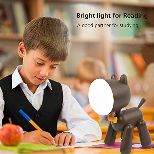 Ear&Ear Cute Night Light for Kids Table lamp for Reading Dog Night Light for Boys and Girls, Christmas Gift with 2 Lighting Modes-Brown