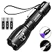 LETION Lampe UV, 2 en 1 Lampe Torche Lampe de Torche led 500 Lumens, 4 Modes Intensité Ajustable Zoomable avec 395nm Lumière Ultraviolet pour Le Ménage, La Randonnée (3 * AAA Pile incluse)