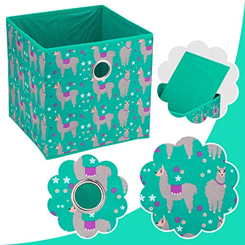 i BKGOO Foldable Storage Cube Drawer Bins Set of 4 Collapsible Fabric Storage Boxes with Round