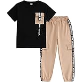 Ayzozuy Tween Boys 2PCS Outfit Set (8-14 Years) - Spring Summer Short Sleeve T Shirt & Pants Boy Clothes