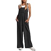 Cicy Bell Women's Casual Loose Overalls Jumpsuits One Piece Sleeveless Tank Tops Wide Leg Long Pant Rompers With Pockets