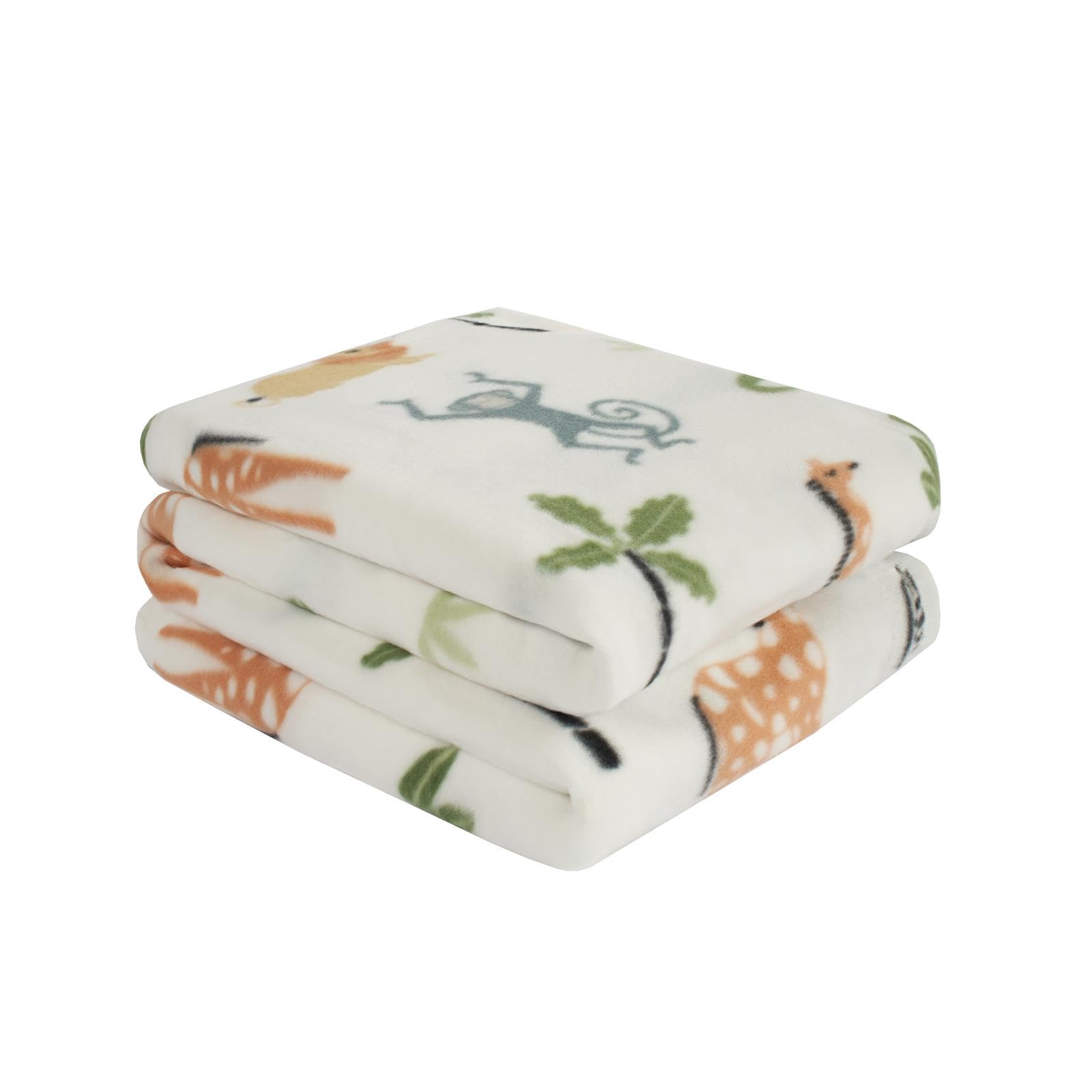 OHS Kids Fleece Blanket Safari Animals, Throw Blanket Super Soft Decorative Bed Throw Sofa Blanket Comfy Fleece Throw Thermal Blanket, White 120x150cm