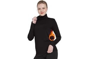 MANCYFIT Thermal Top for Women Turtleneck Shirt Long Sleeve Undershirt Ultra Soft Fleece Lined Base Layer