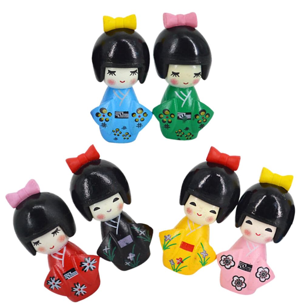 TOYANDONA Japanese Kimono Doll 4Cm Hand Painted Traditional Girl Figurine Household Handicraft for Home Party Decoration