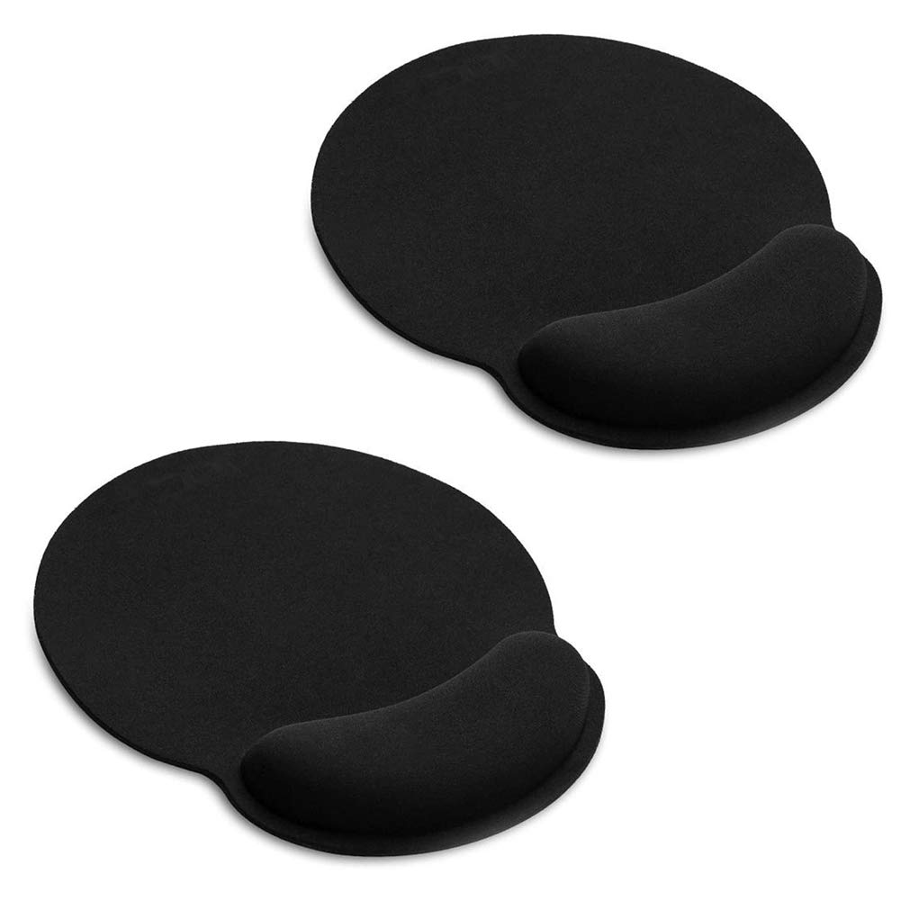 Mouse Pad with Wrist Support, Comfortable Memory Foam Mouse Pad, Wrist Support Ergonomic, Mouse Pad for Computer Laptop Office Typist - Black (2 Pack)