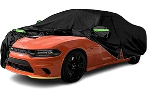 LTDNB Waterproof Car Covers Compatible with 2006-2023 Dodge Charger, All Weather Custom-fit Car Cover with Zipper Door for Rain Snowproof UV Windproof Protection All Weather Car Cover