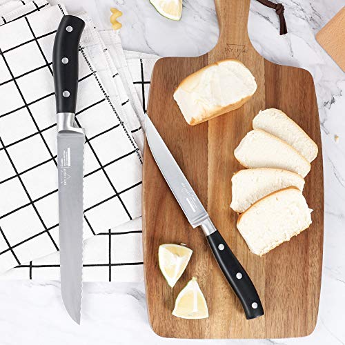 SKY LIGHT Knife Set with Block, 6 Pieces Kitchen Knives, German