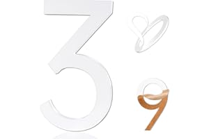 HADOIFE 5 Inch Adhesive Numbers, White house Numbers for Apartment Door Farmhouse Mailbox Office Hotel Outside,Home Address Numbers White Acrylic Frosted Matte House (Number 3)…