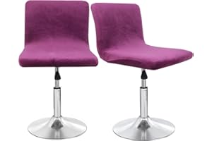 SONNACH Bar Stool Covers, Velvet Barstool Slipcovers with Back, Slipcovers for Short Stool (2, Purple)