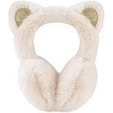 Peecabe Winter Kids Earmuffs Warm Girl Ear Muffs For Toddler Kid Children Earmuff with Cat Ears Girls Ear Warmer (Beige)