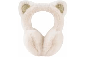 Peecabe Winter Kids Earmuffs Warm Girl Ear Muffs For Toddler Kid Children Earmuff with Cat Ears Girls Ear Warmer (Beige)