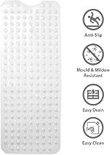 ANSIO Bath Mat Non Slip 100 x 40 cm Anti Mould PVC with Drain Holes view 2