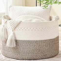 KAKAMAY Large Blanket Basket (20"x13"),Woven