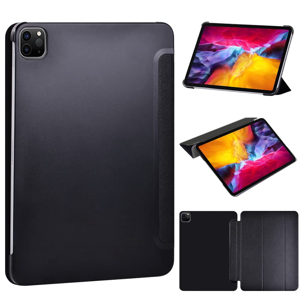 PU Leather + hard shell Ultra slim lightweight Folio Flip Tablet Stand Smart Cover Case Fit iPad Air 4 10.9" (2020) / iPad Pro 11" (2018 2020 2021) (Black)
