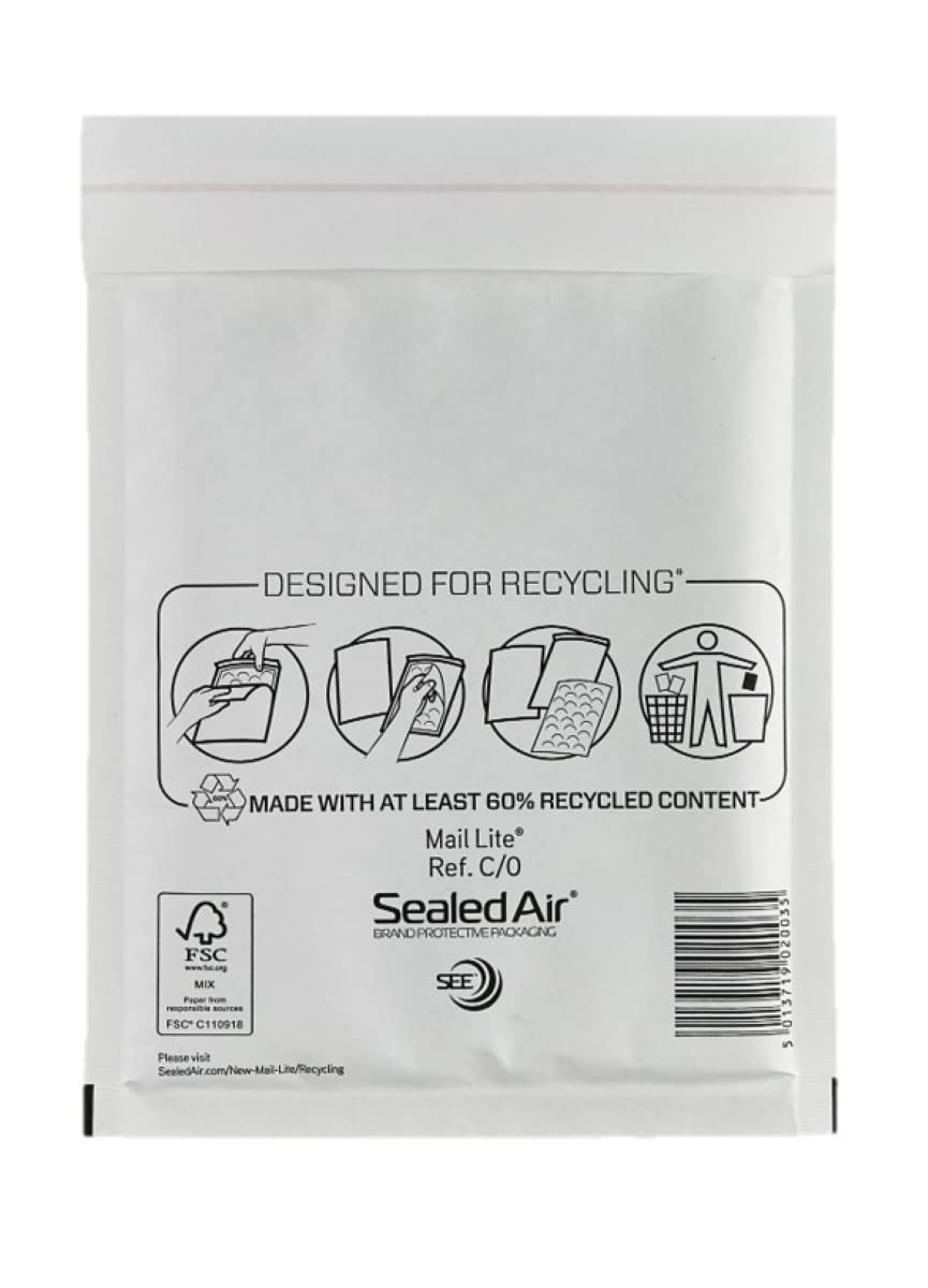 Size C/0 150x210mm Sealed Air Padded Mailers Envelopes Genuine Mail Lite Bubble Lined Peal and Seal Envelope Bags Pack of 20