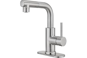 YardMonet Bar Sink Faucet, Kitchen Faucets with Pull Out Sprayer, Bathroom Sink Faucet for RV/Camper/Bar Utility Faucet Brushed Nickel