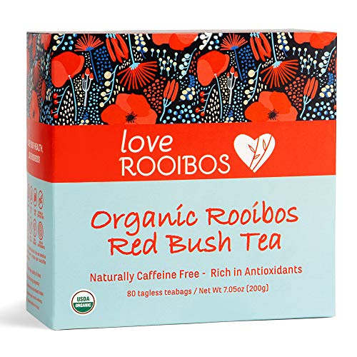 Organic Rooibos Tea Bags, Tagless 80Count. Red Rooibos Tea Farm Direct from South Africa