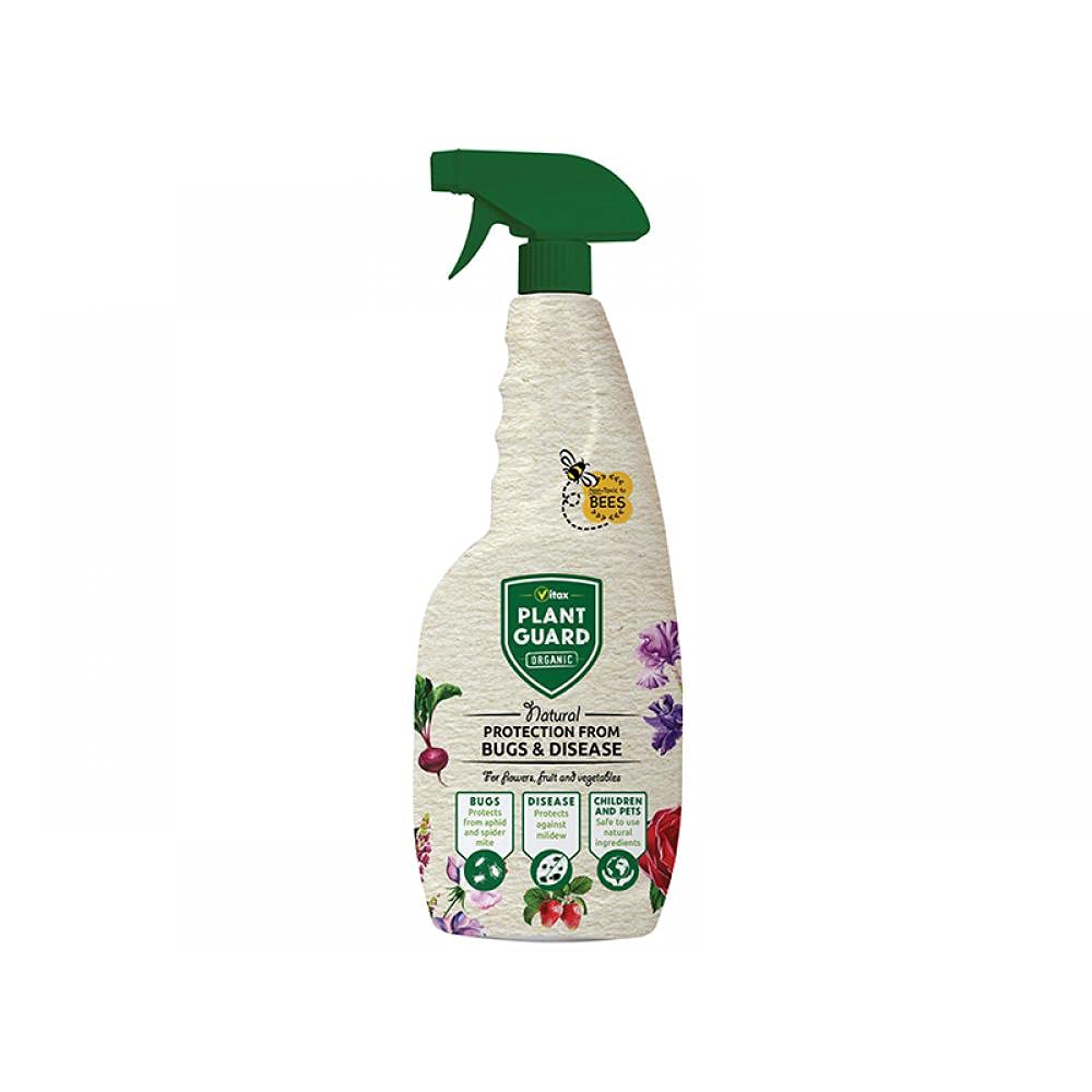 VITAX Organic Plant Guard Spray 750ml, provides natural protection from bugs and disease. Removes pests, fungal spores, dust and wax from plants,
