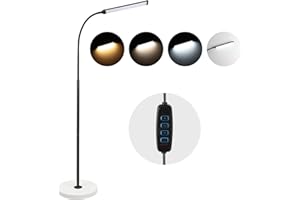 ETICSIPA Floor Lamp, Standing Corner Lamp with Dimmer for Bedroom Office Living Room, Simple Mordern Color Changing Led Light for Reading, Bright 20W Tall Light, Black