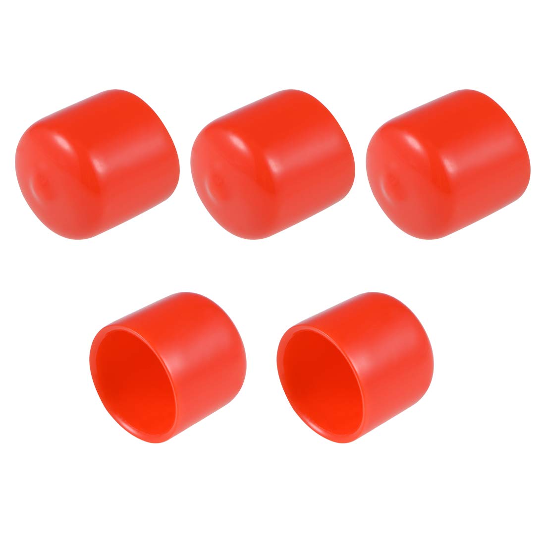sourcing map 5pcs Rubber End Caps 23mm ID Vinyl Round End Cap Cover Screw Thread Protectors Red