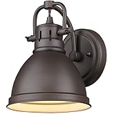 Golden Lighting Duncan - 1 Light Wall Sconce-8.5 Inches Tall and 6.5 Inches Wide-Rubbed Bronze Finish-Rubbed Bronze Shade Col
