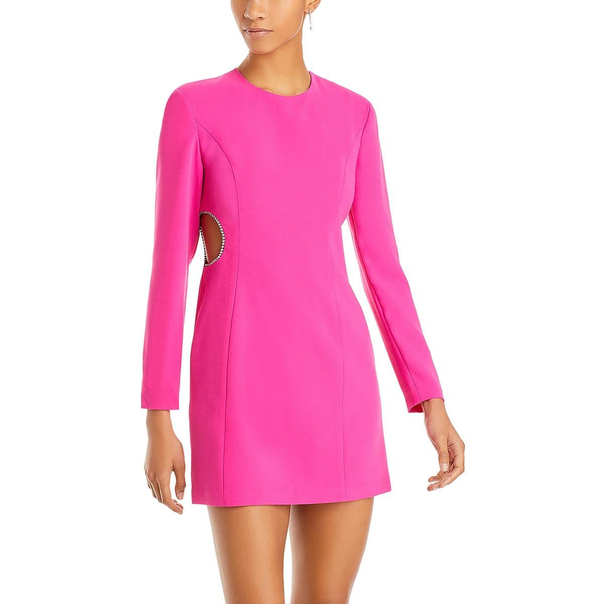 Photo 1 of BCBGMAXAZRIA Women's Long Sleeve Round Neck Cutout Mini Cocktail Dress, Magenta